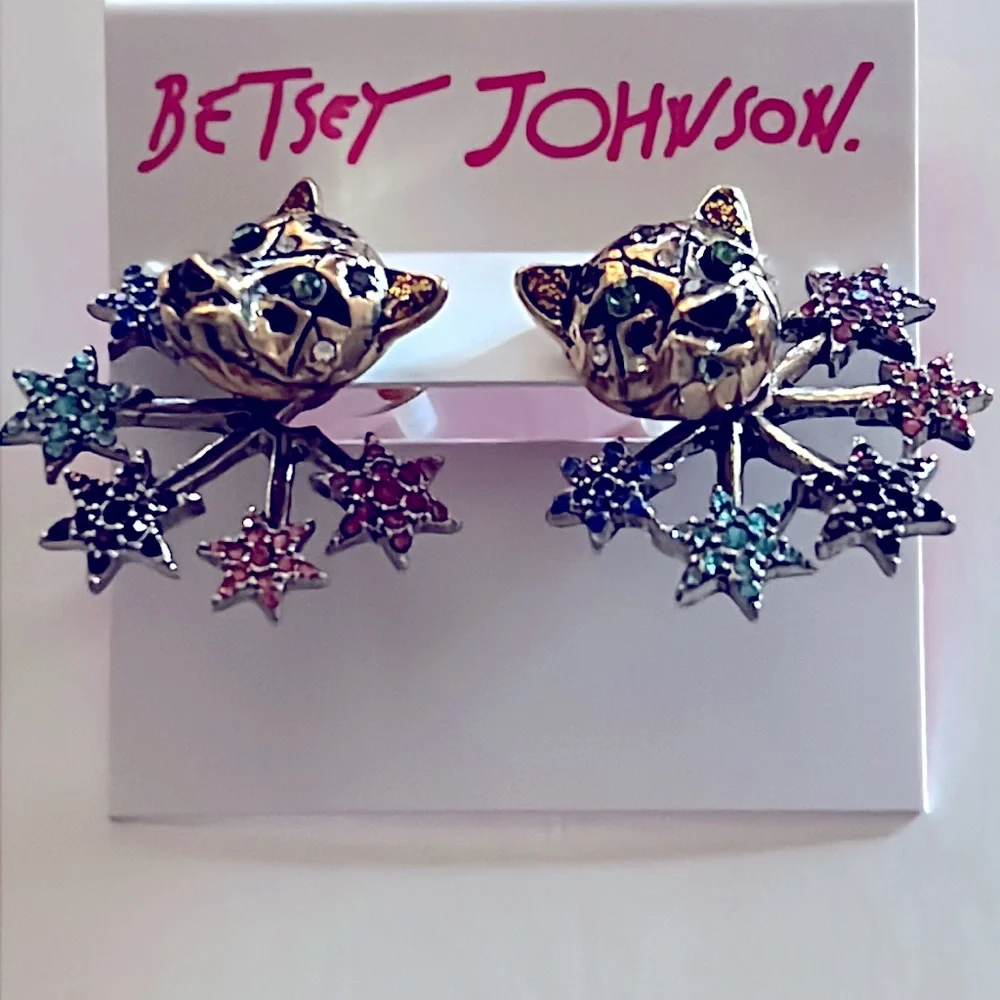 New Betsey Johnson multicolored HEAVENLY CREATURES front/back earrings - Picture 11 of 12